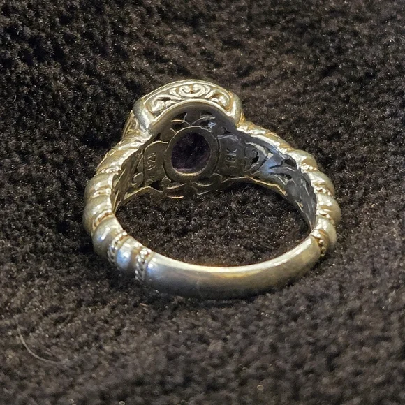 Robert Manse 18k & 925 Sterling Silver Amethyst Gemstone Ring Vintage - Picture 3 of 7